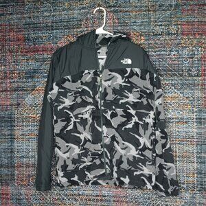 The North Face boys gray an black camo fleece hooded lined jacket XL